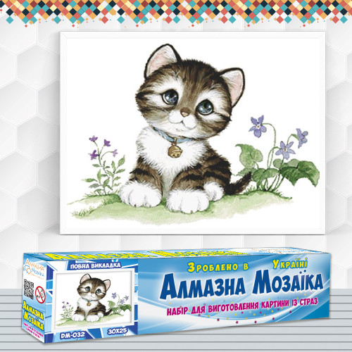Diamond embroidery (set) Kitten in flowers