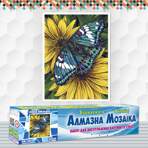 Алмазна вишивка (набір) Метелик на гербері
