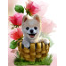 Diamond embroidery (set) Puppy in a basket