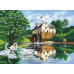 Diamond mosaic (set) Swans by the river