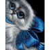 Diamond embroidery (set) Kitten with a blue bow