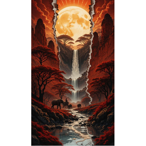 Diamond embroidery (set) Sun over the river