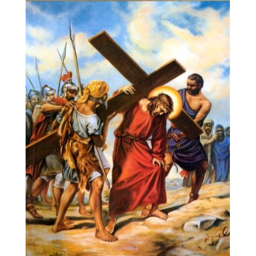 DIAMOND EMBROIDERY (SET) — "Simon of Cyrene helps to carry the cross"