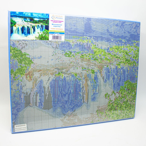 Diamond mosaic (set) on the frame Scenic waterfall