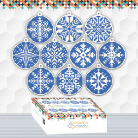 DIAMOND EMBROIDERY (SET) - NEW YEAR'S SNOWFLAKE BALLS BLUE IN GIFT BOX